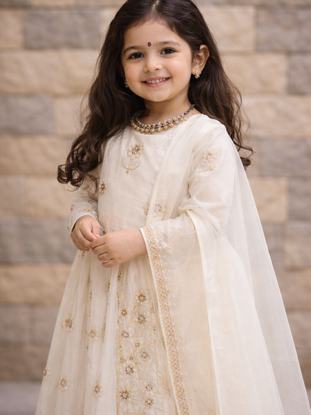 Premium Quality Vichitra Silk Kids Gown Set