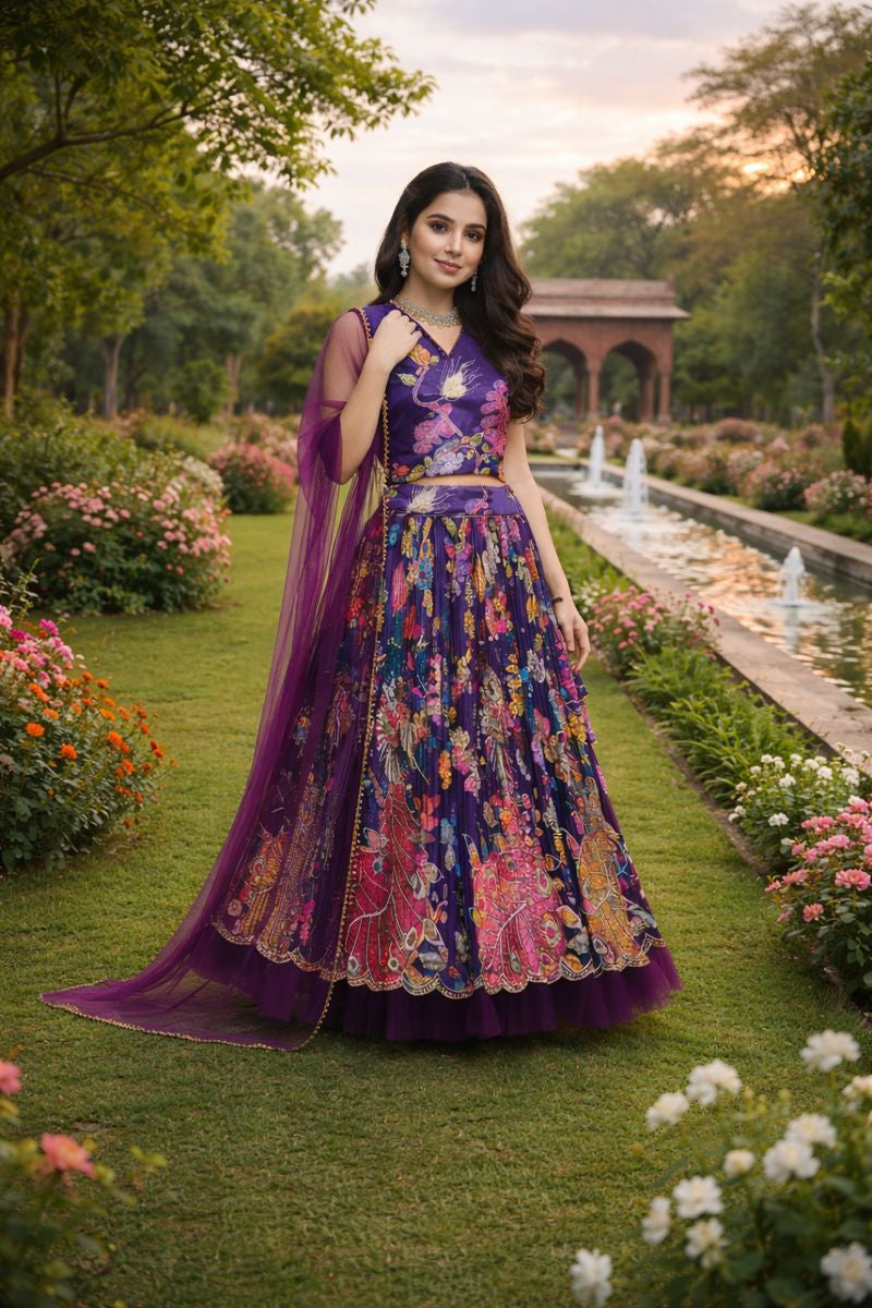 Wine Color Girls Lehenga Choli Set