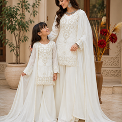 Premium Mom-Daughter Combo Top Gown And Dupatta Sets