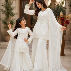 Premium Mom-Daughter Combo Top Gown And Dupatta Sets