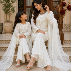 Premium Mom-Daughter Combo Top Gown And Dupatta Sets