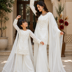 Premium Mom-Daughter Combo Top Gown And Dupatta Sets