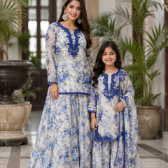 Presenting New Designer Collection In Heavy Faux Georgette Silk Top-Bottom And Dupatta Set Fully Stitched Ready To Wear