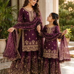 Presenting New Designer Collection In Heavy Faux Georgette Silk Top-Bottom And Dupatta Set Fully Stitched Ready To Wear
