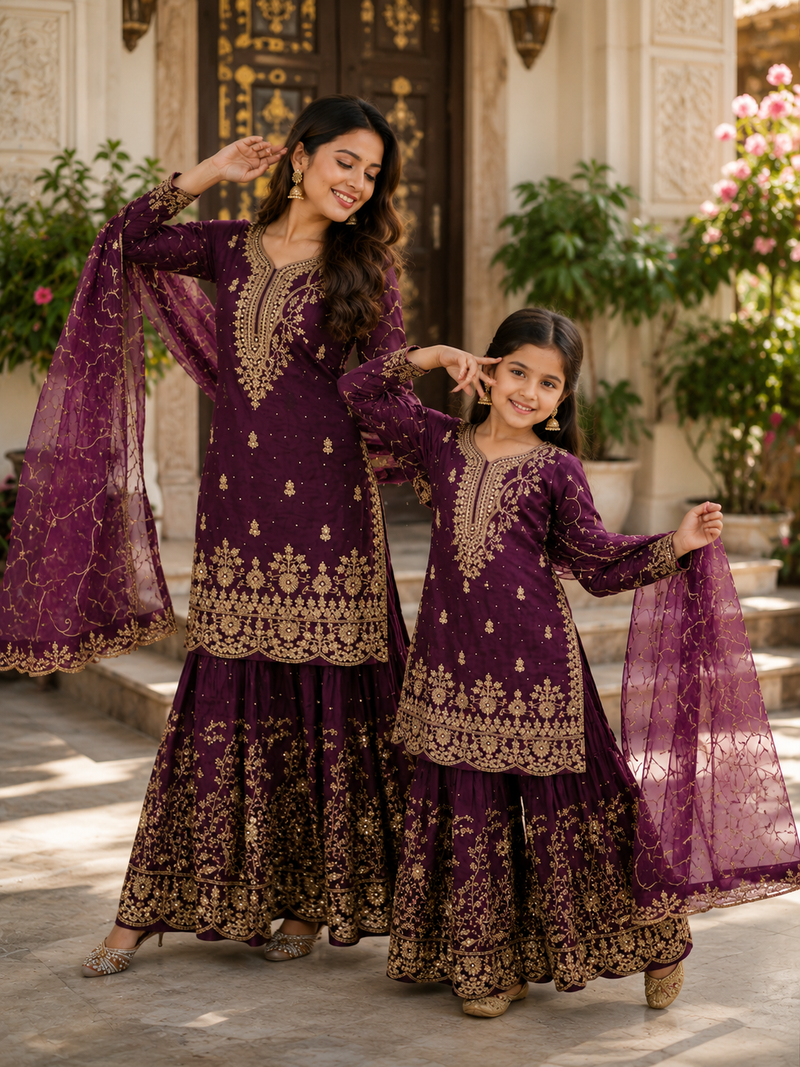 Presenting New Designer Collection In Heavy Faux Georgette Silk Top-Bottom And Dupatta Set Fully Stitched Ready To Wear