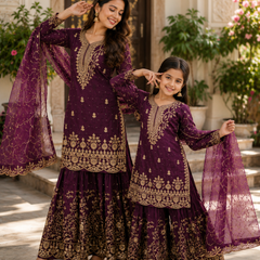 Presenting New Designer Collection In Heavy Faux Georgette Silk Top-Bottom And Dupatta Set Fully Stitched Ready To Wear