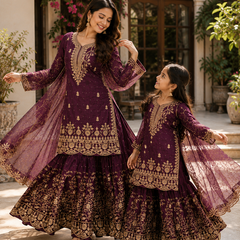 Presenting New Designer Collection In Heavy Faux Georgette Silk Top-Bottom And Dupatta Set Fully Stitched Ready To Wear