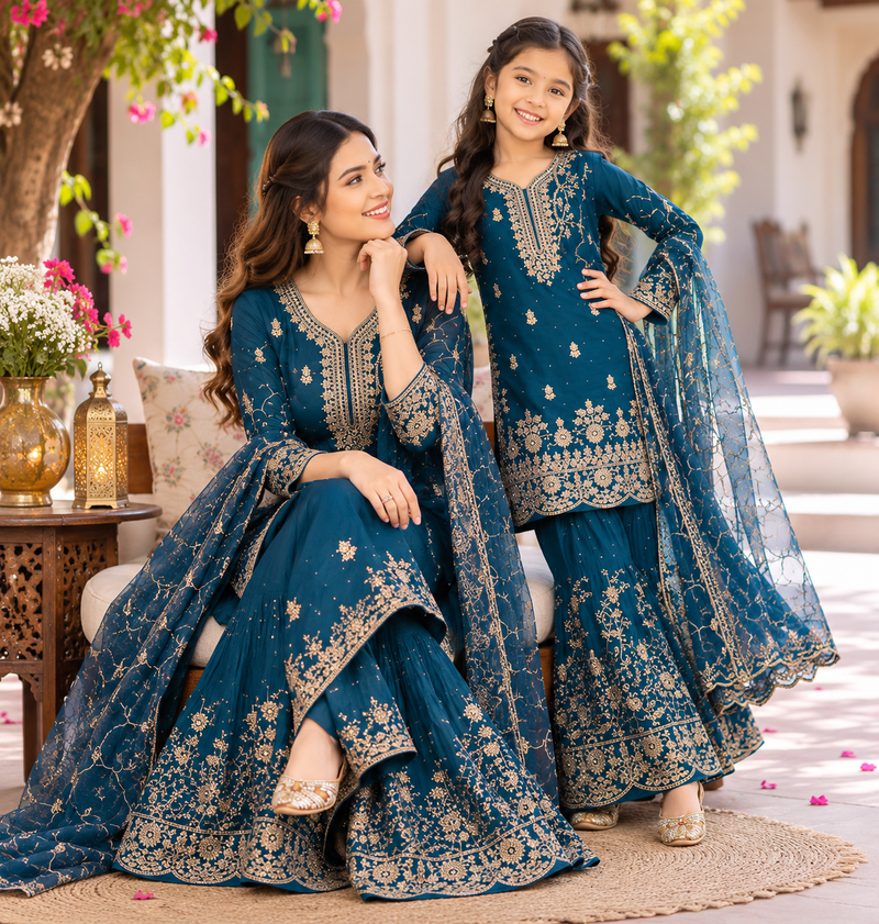 Presenting New Designer Collection In Heavy Faux Georgette Silk Top-Bottom And Dupatta Set Fully Stitched Ready To Wear (Copy)