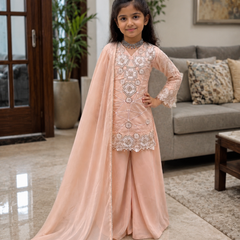 Premium Beautiful Kids Top Palazzo And Dupatta Set