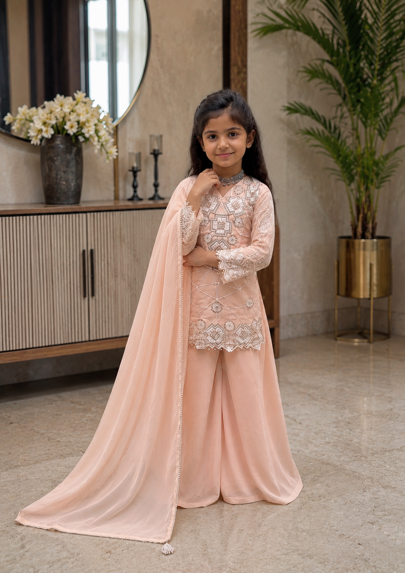 Premium Beautiful Kids Top Palazzo And Dupatta Set