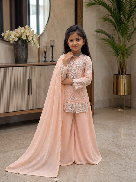 Premium Beautiful Kids Top Palazzo And Dupatta Set