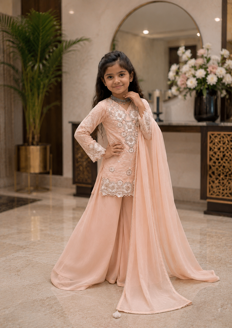 Premium Beautiful Kids Top Palazzo And Dupatta Set