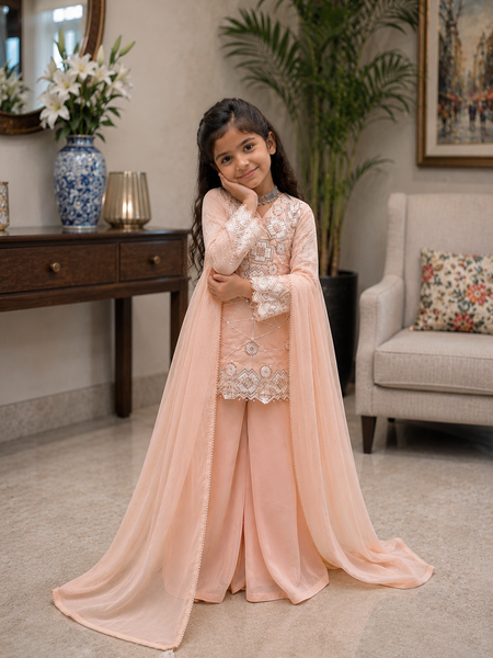 Premium Beautiful Kids Top Palazzo And Dupatta Set