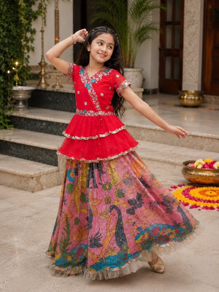 KEDIYA STYLE LAHENGAA SET FULLY STTICHED OC-187 Pink