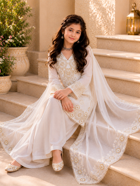 Premium Beautiful Kids Top Palazzo And Dupatta Set