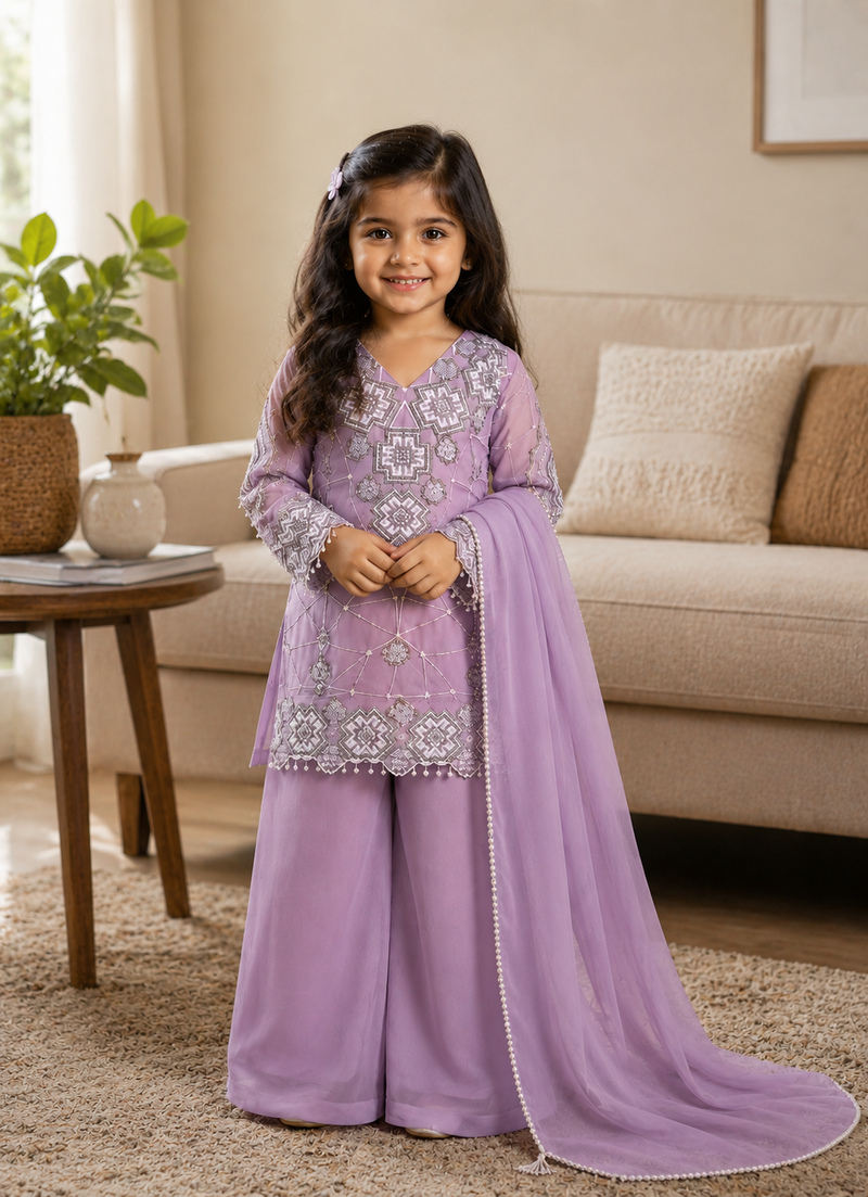 Premium Beautiful Kids Top Palazzo And Dupatta Set