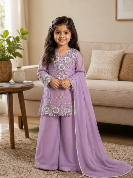 Premium Beautiful Kids Top Palazzo And Dupatta Set