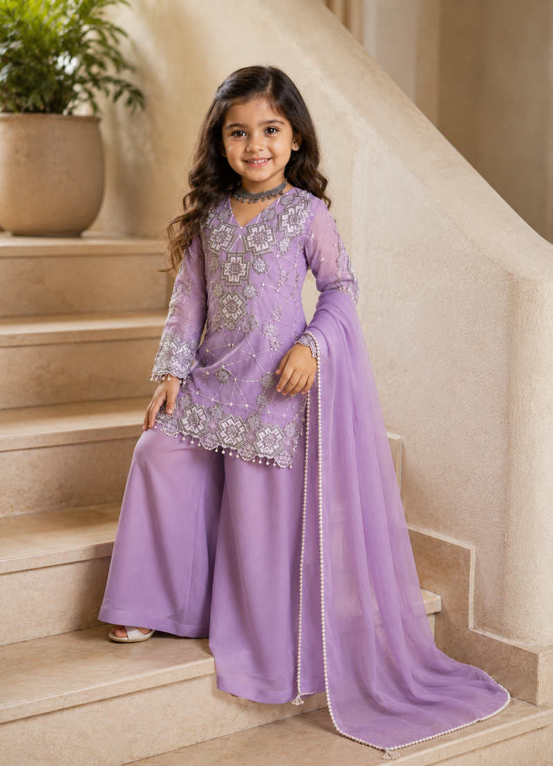 Premium Beautiful Kids Top Palazzo And Dupatta Set