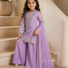 Premium Beautiful Kids Top Palazzo And Dupatta Set