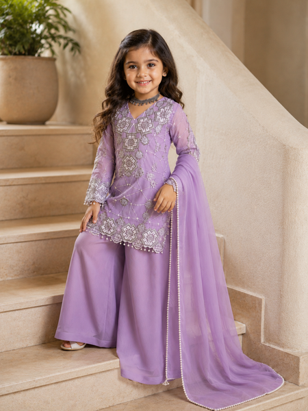Premium Beautiful Kids Top Palazzo And Dupatta Set
