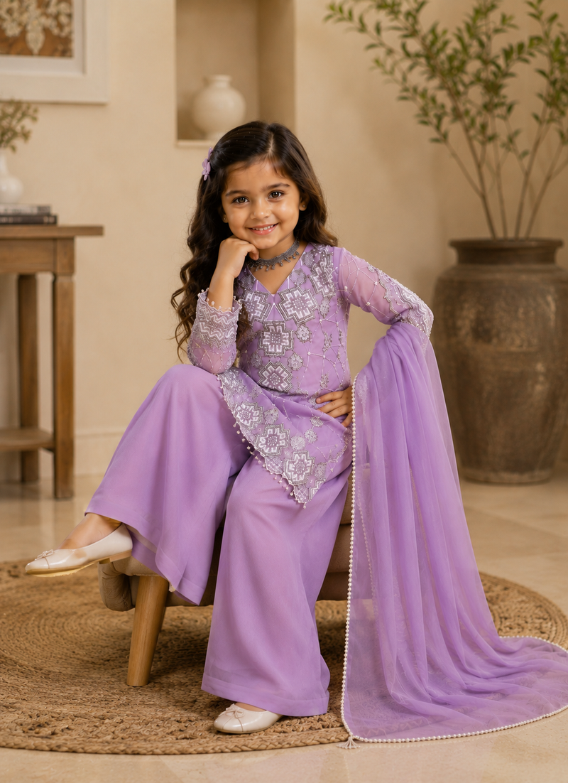 Premium Beautiful Kids Top Palazzo And Dupatta Set
