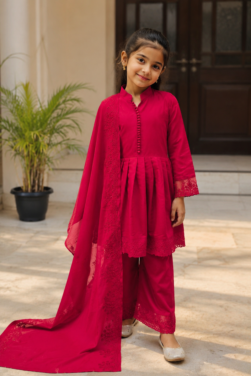 Premium Quality Roman Silk Kids Gown Set