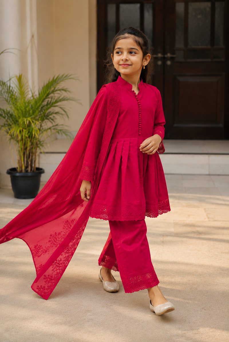 Premium Quality Roman Silk Kids Gown Set