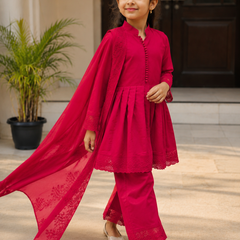 Premium Quality Roman Silk Kids Gown Set