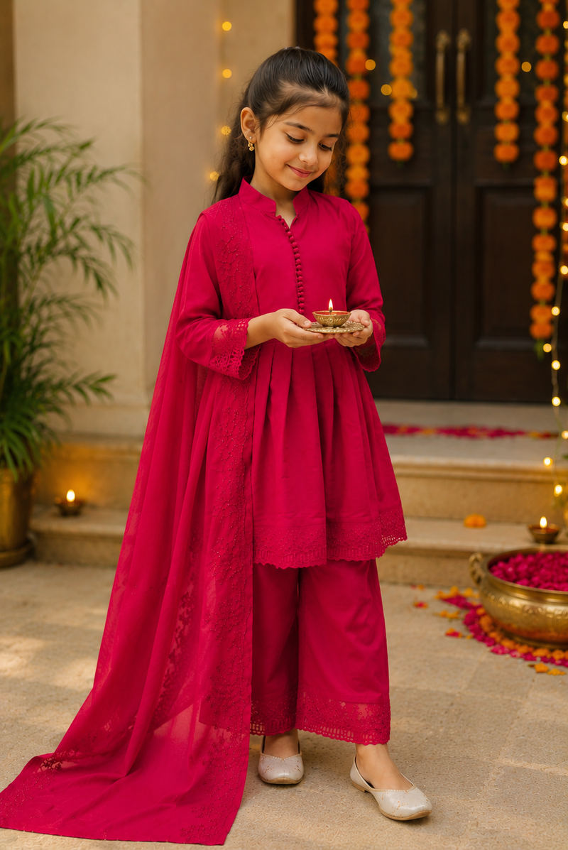 Premium Quality Roman Silk Kids Gown Set