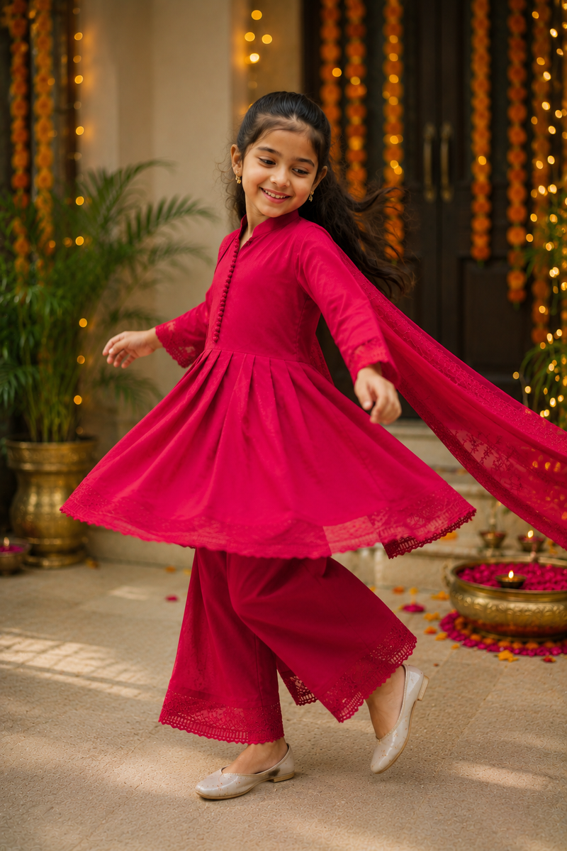 Premium Quality Roman Silk Kids Gown Set