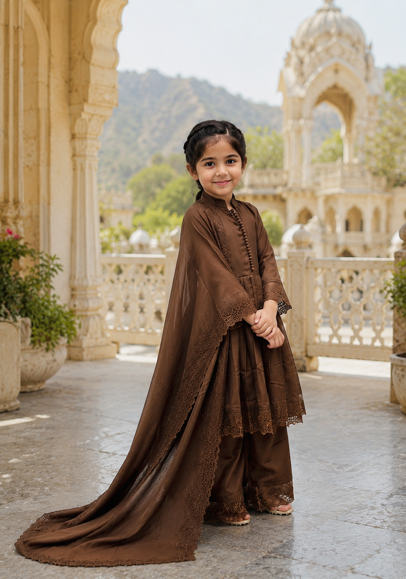 Premium Quality Roman Silk Kids Gown Set