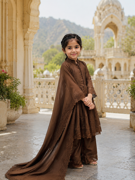 Premium Quality Roman Silk Kids Gown Set