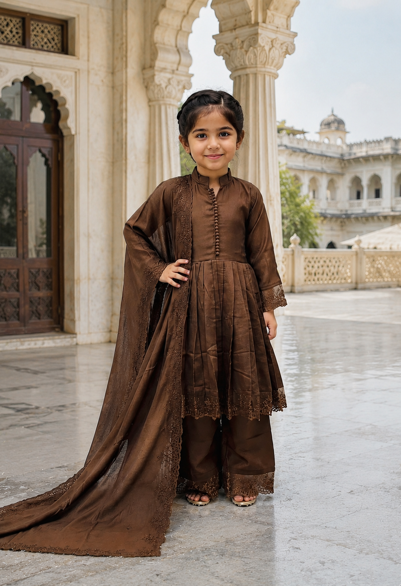 Premium Quality Roman Silk Kids Gown Set
