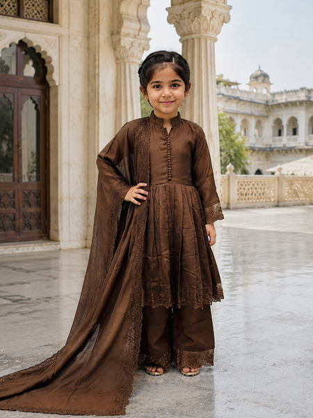 Premium Quality Roman Silk Kids Gown Set
