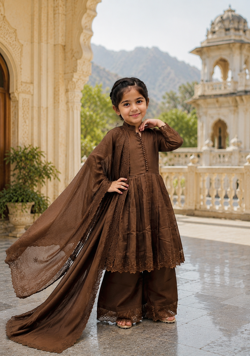Premium Quality Roman Silk Kids Gown Set