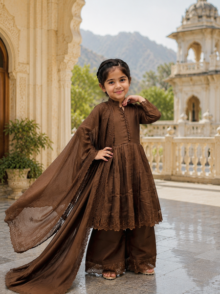Premium Quality Roman Silk Kids Gown Set