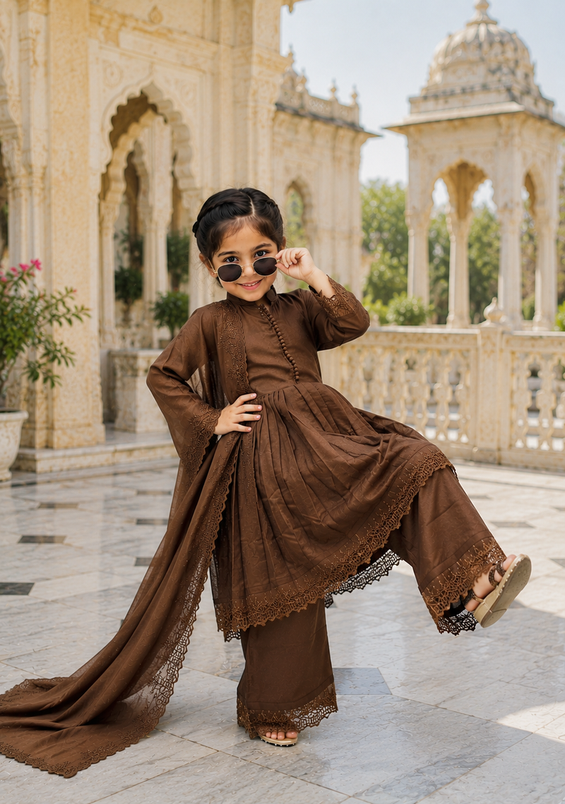 Premium Quality Roman Silk Kids Gown Set