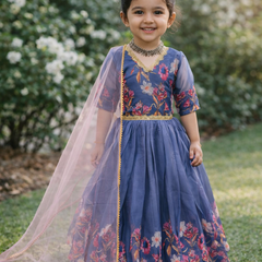 Taby Silk Organzaa Gownn With Digital Print work OC-202