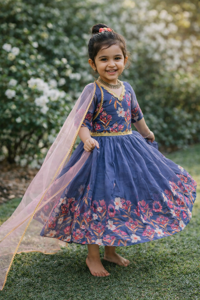 Taby Silk Organzaa Gownn With Digital Print work OC-202