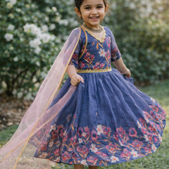 Taby Silk Organzaa Gownn With Digital Print work OC-202