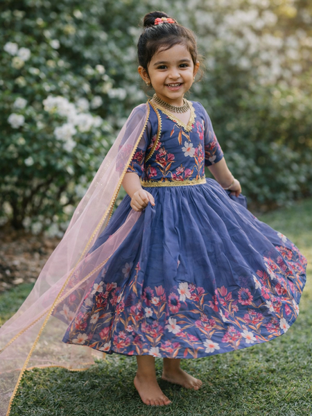 Taby Silk Organzaa Gownn With Digital Print work OC-202