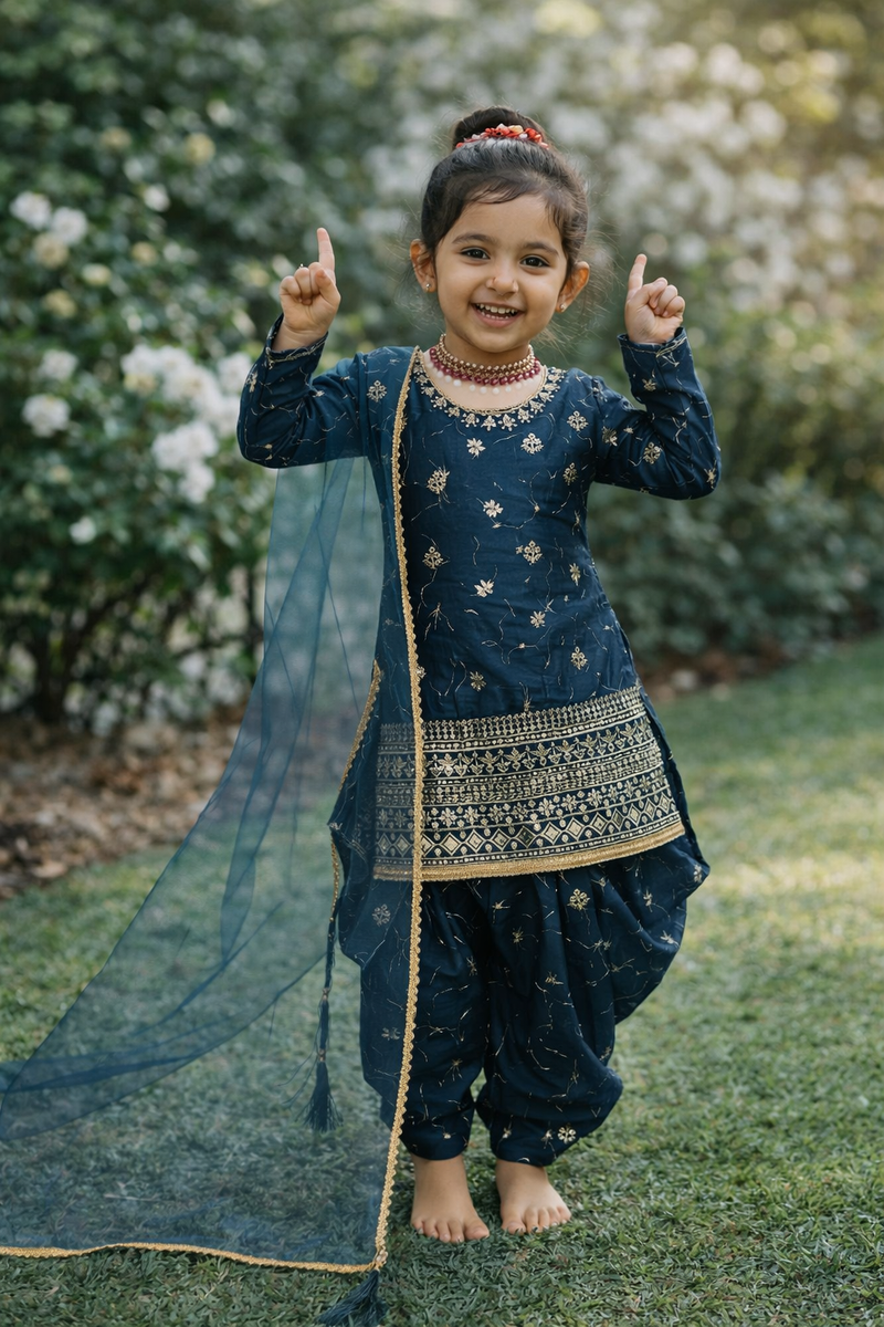 TOP WITH DHOTI SALWARR AND DUPATTAA FULL STTICHED OC-506 Blue