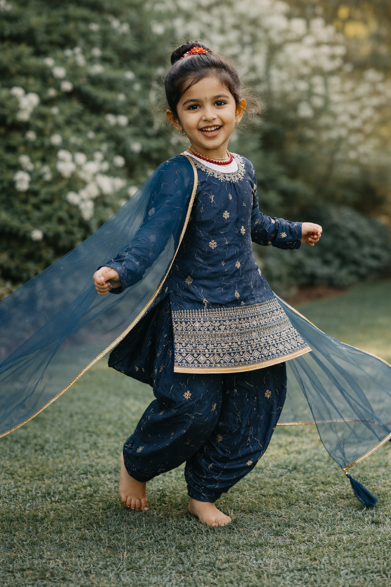 TOP WITH DHOTI SALWARR AND DUPATTAA FULL STTICHED OC-506 Blue