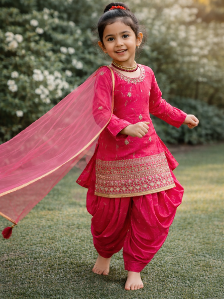 TOP WITH DHOTI SALWARR AND DUPATTAA FULL STTICHED OC-506 Rani