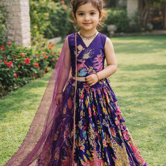 Wine Color Girls Lehenga Choli Set