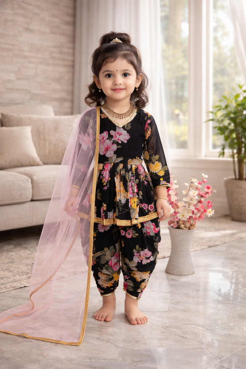 Heavy Fox Georgette Dhoti Salwarr Suit OC-160 Black