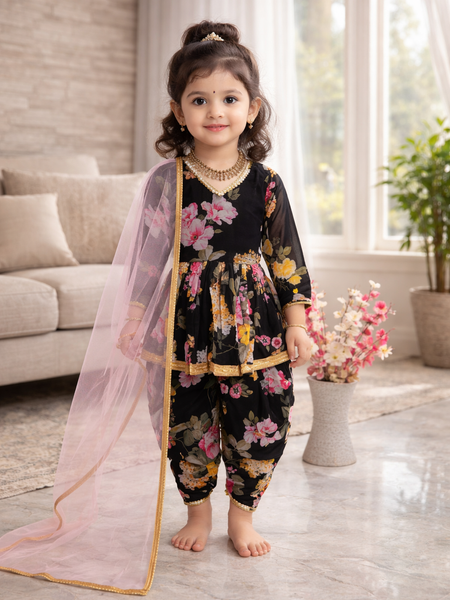 Heavy Fox Georgette Dhoti Salwarr Suit OC-160 Black