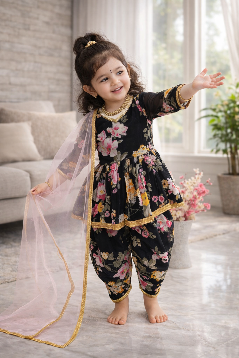 Heavy Fox Georgette Dhoti Salwarr Suit OC-160 Black