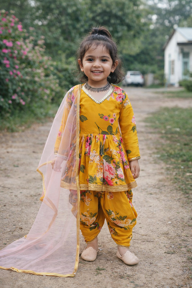Heavy Fox Georgette Dhoti Salwarr Suit OC-160 Yellow Master