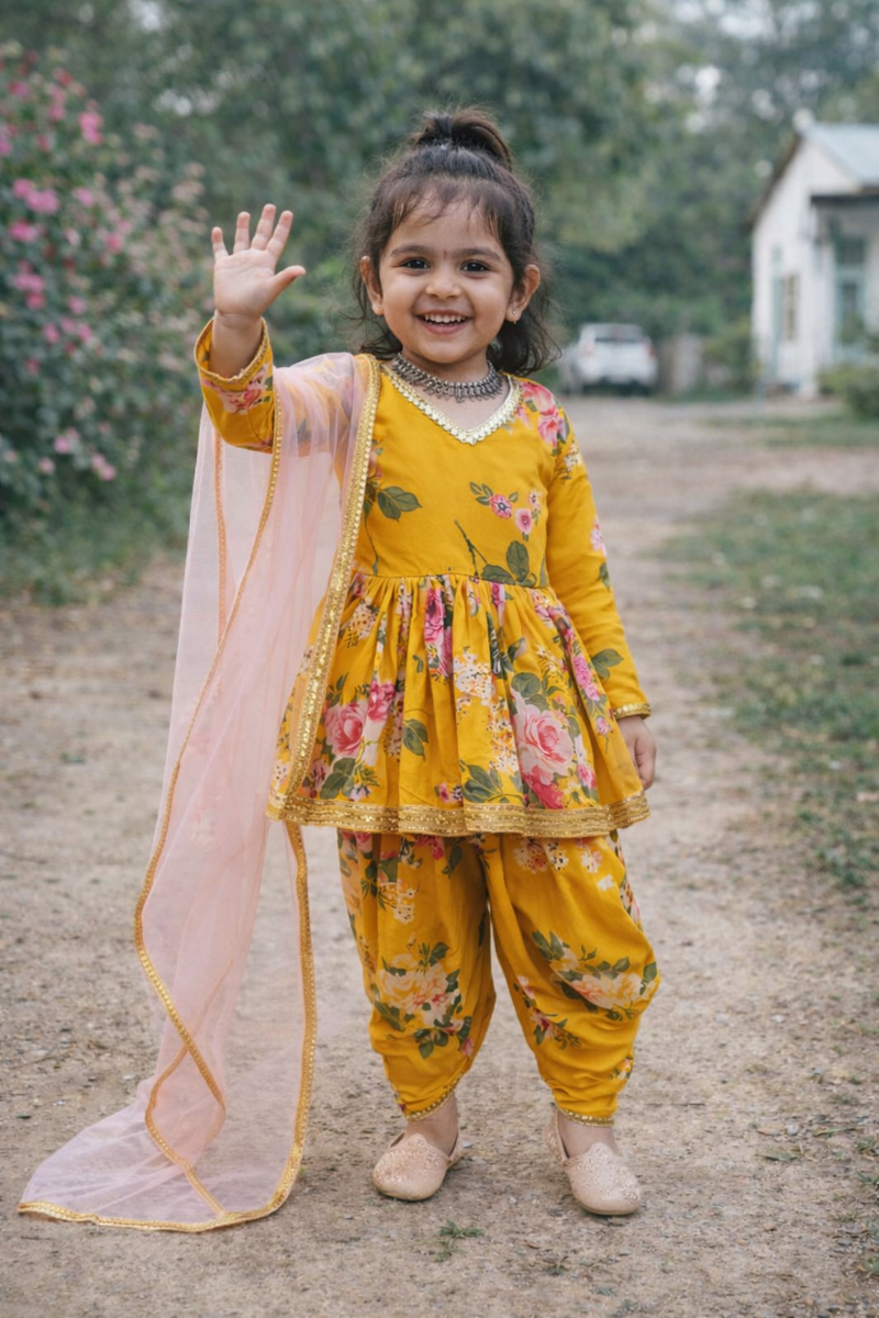 Heavy Fox Georgette Dhoti Salwarr Suit OC-160 Yellow Master